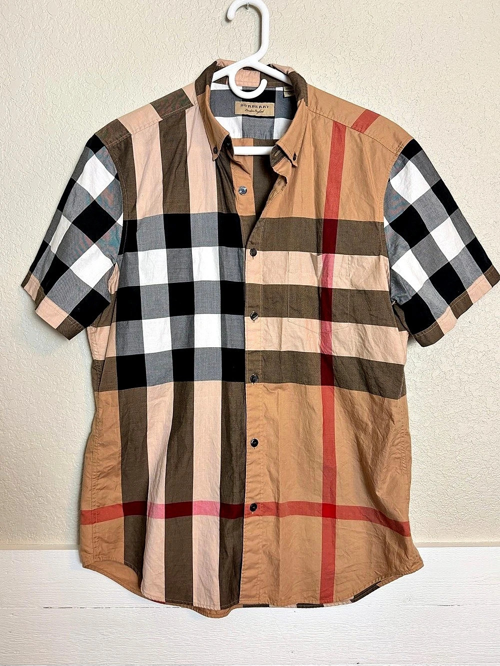 Authentic Burberry London Shirt Large Classic Nova Check Plaid Button Down